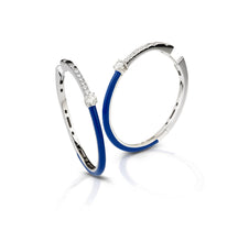Load image into Gallery viewer, Navy Blue Enamel - diamond enamel hoop earrings