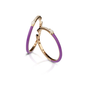 Purple Enamel - diamond enamel hoop earrings