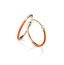 Load image into Gallery viewer, Orange Enamel - diamond enamel hoop earrings
