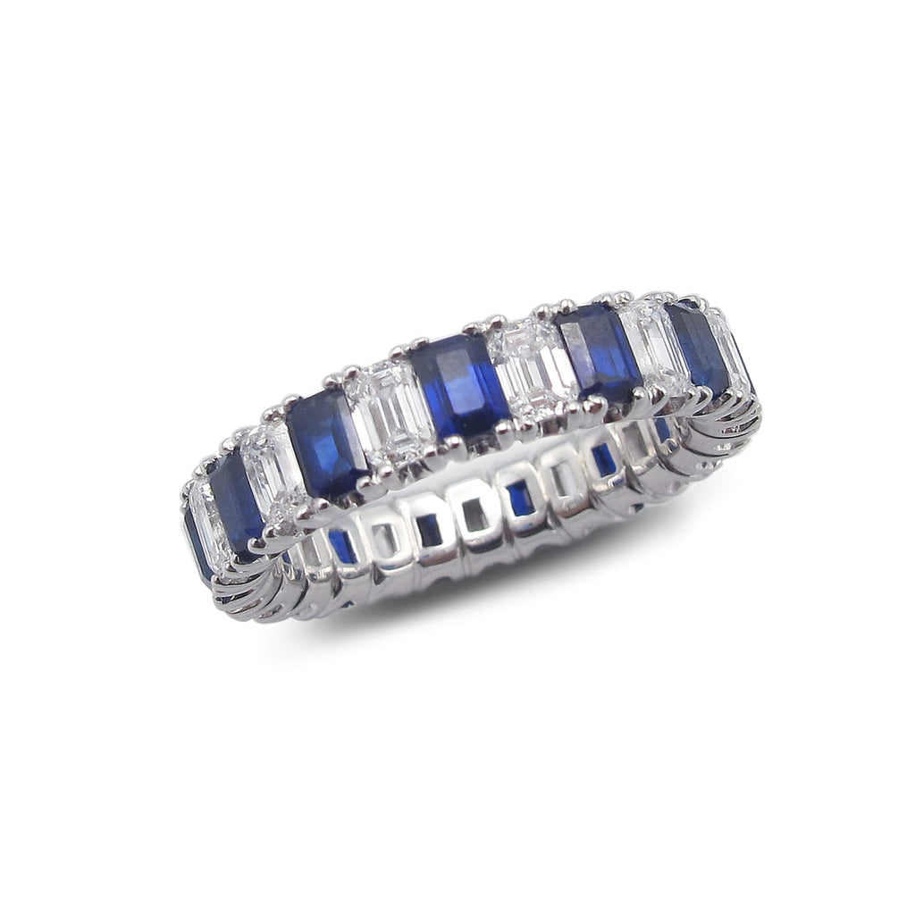 Bleue - blue sapphire and white diamond eternity ring