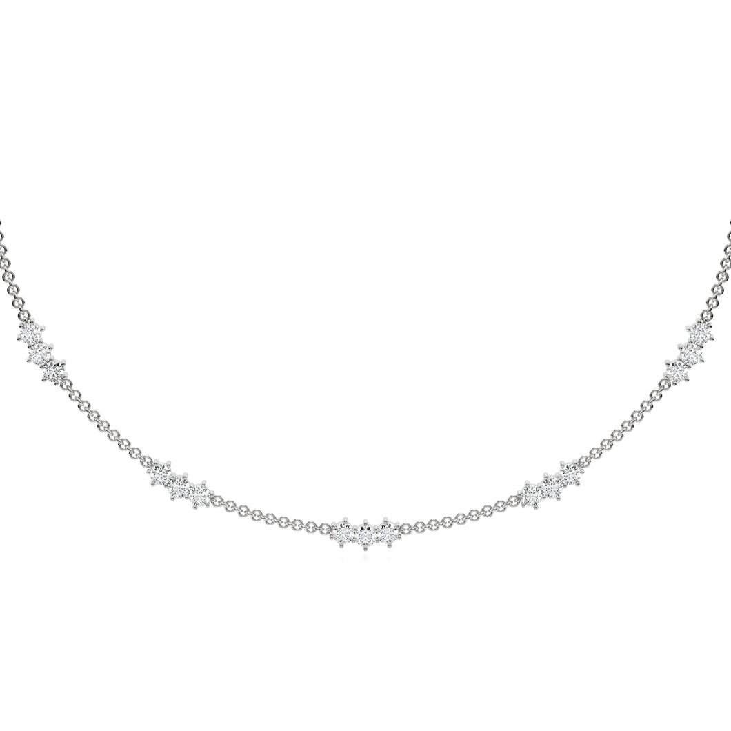 Farah - three diamond pendant choker necklace