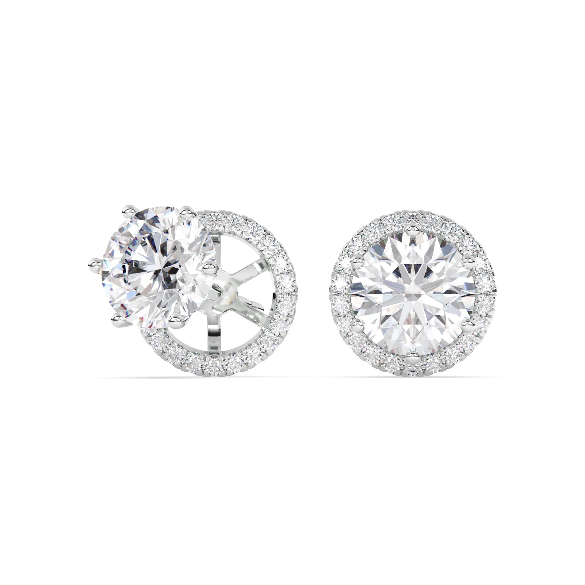 Vivian round brilliant removable halo stud earrings