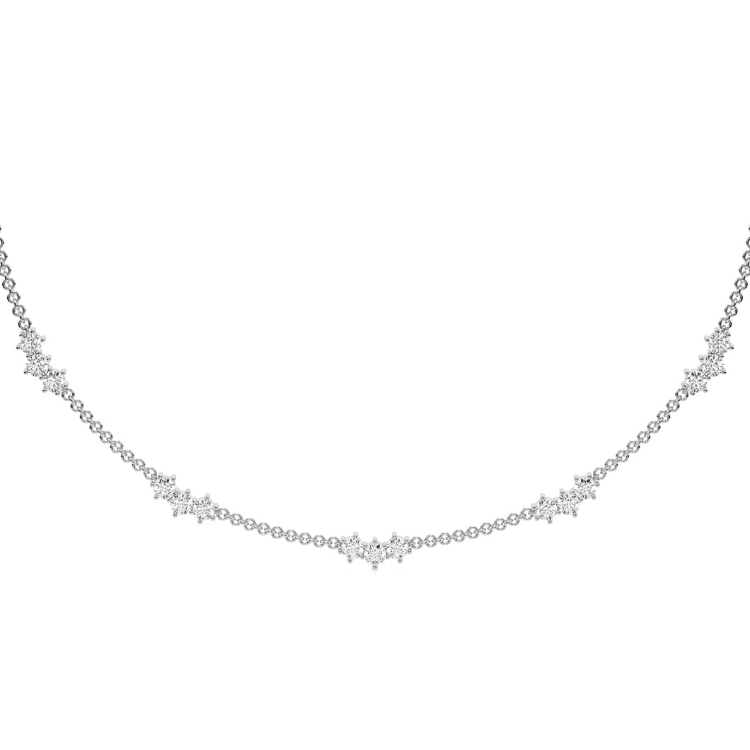 Mahnaz - graduating three diamond pendant choker necklace