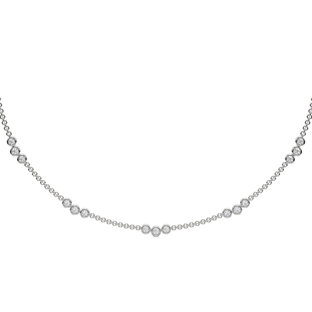 Shirin - three diamond pedant choker necklace in bezel-set
