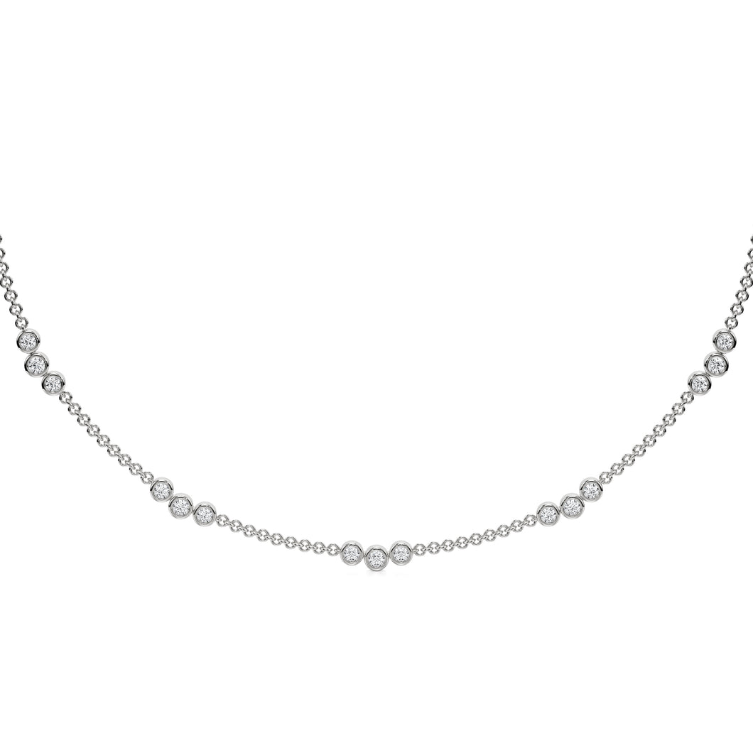 Shirin - three diamond pedant choker necklace in bezel-set