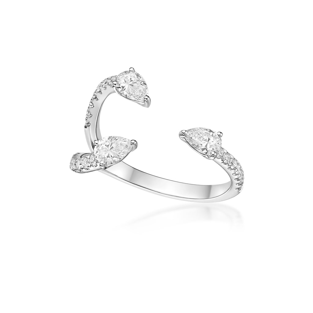 Triveni - three diamond open ring
