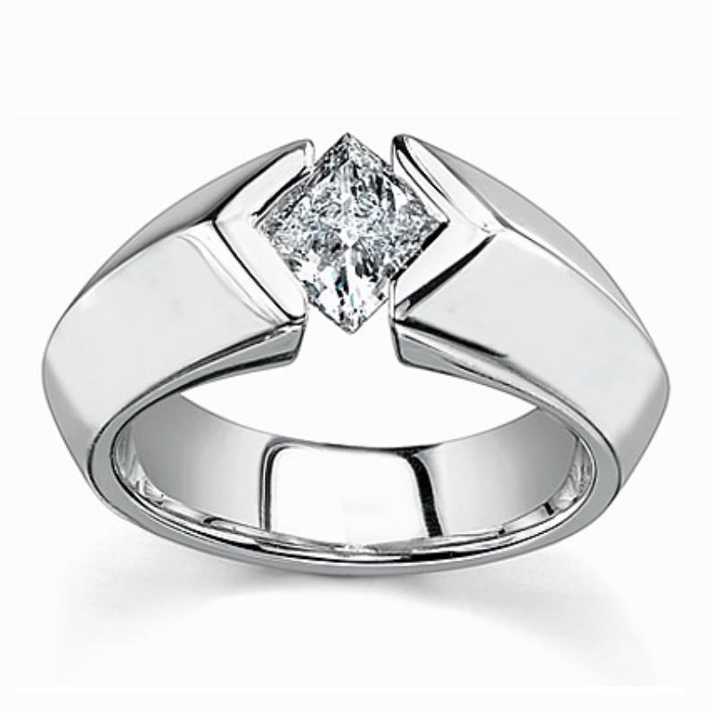 Linear - men's princess cut diamond ring