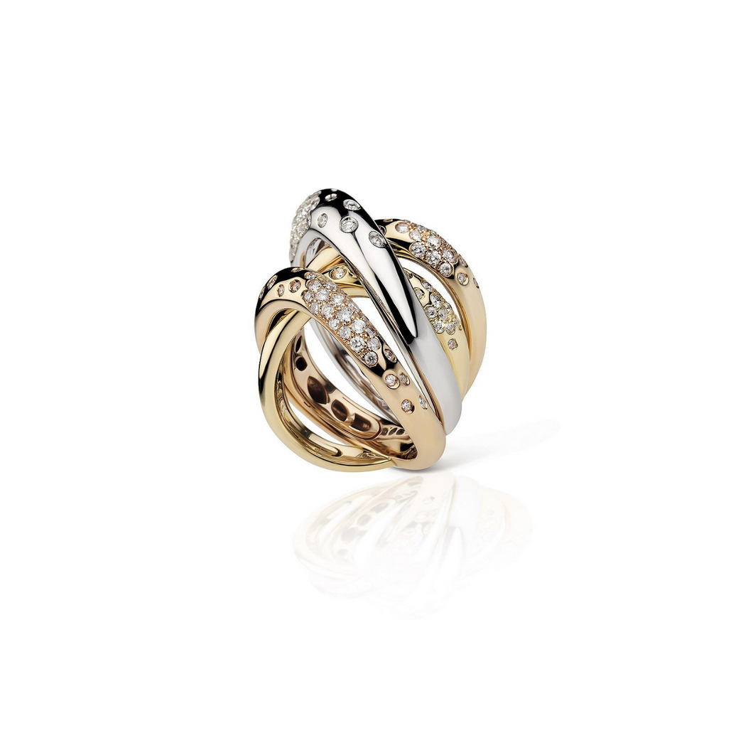 Anello - two tone gold ring with diamonds