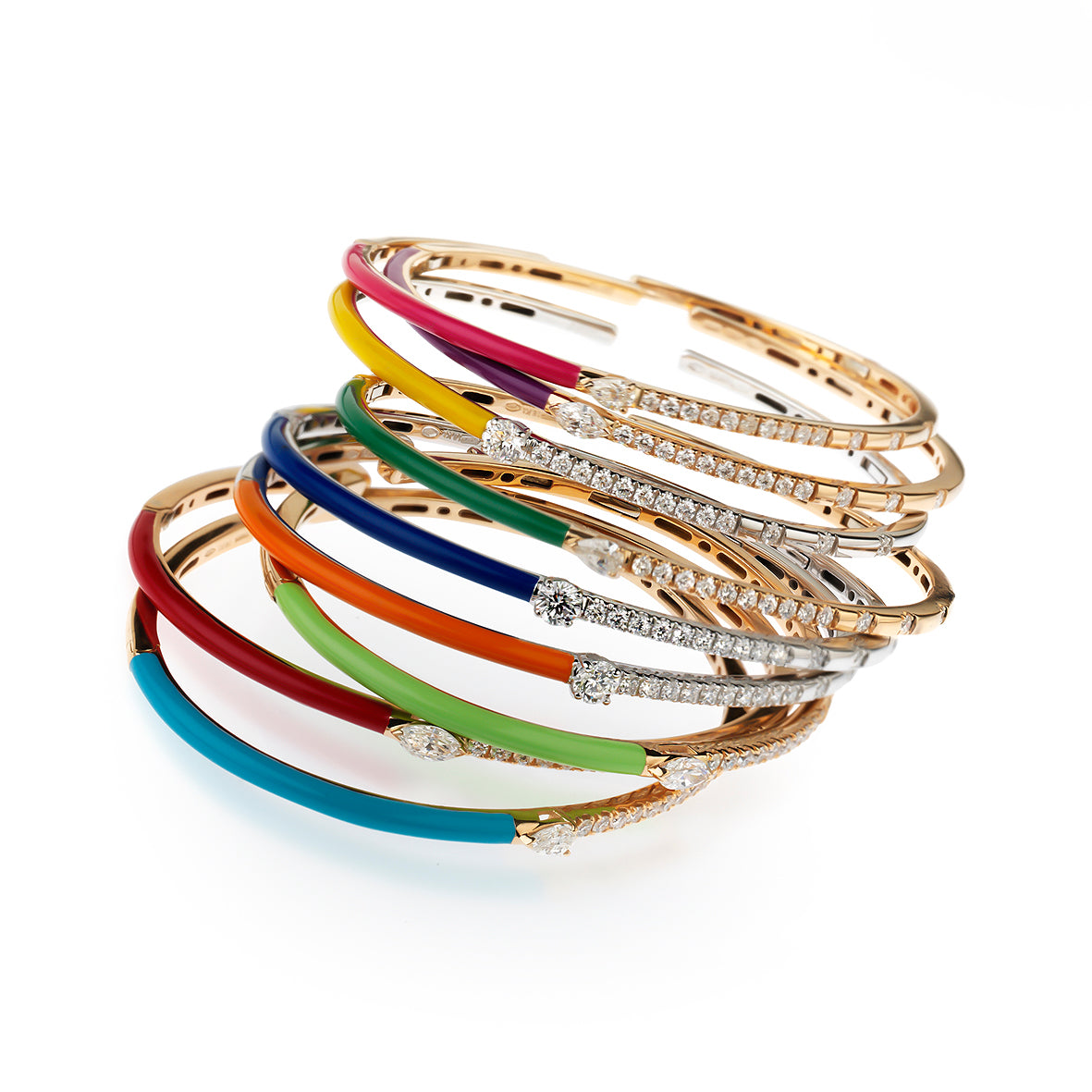 Enamel Palette - diamond enamel stackable bangle – Vivaz Limited